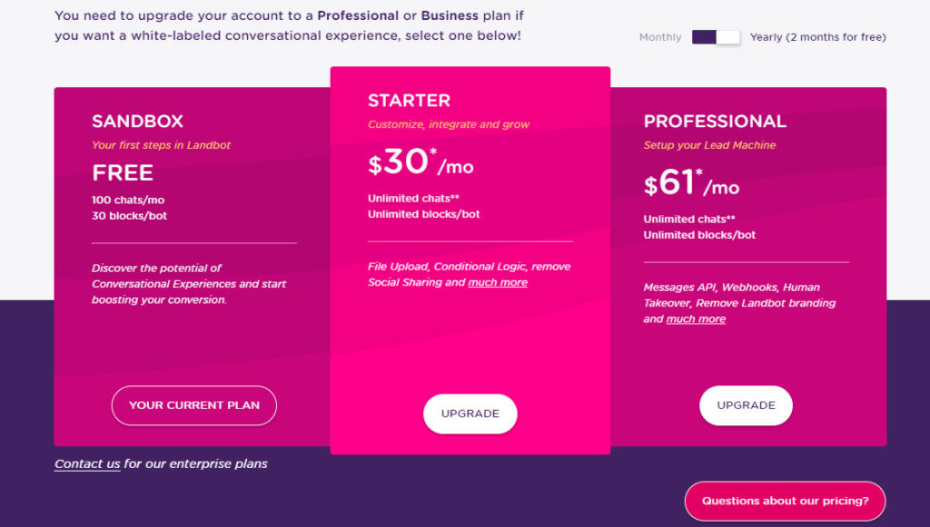 Landbot Pricing Plans