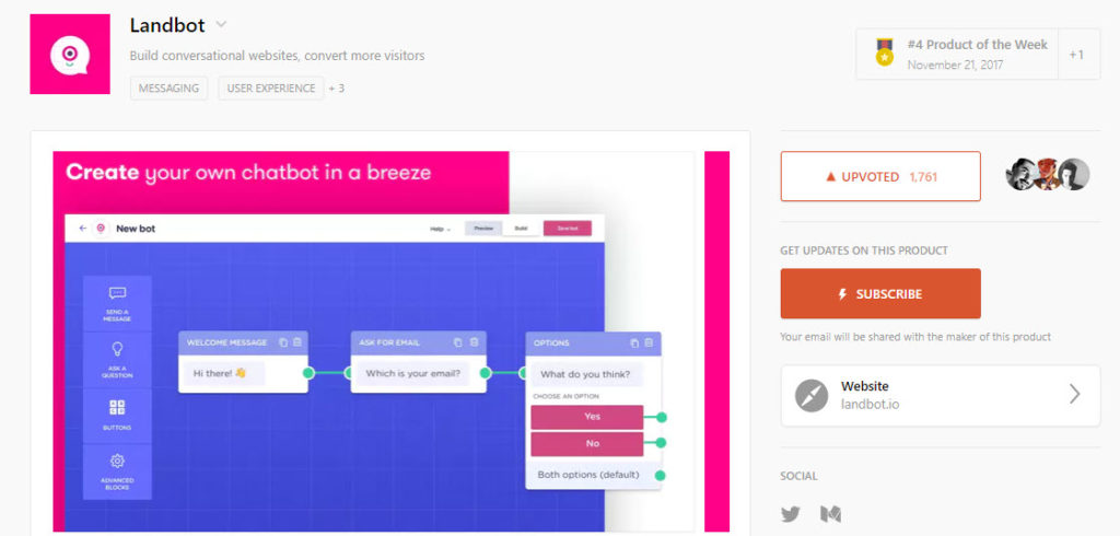 Landbot - ProductHunt